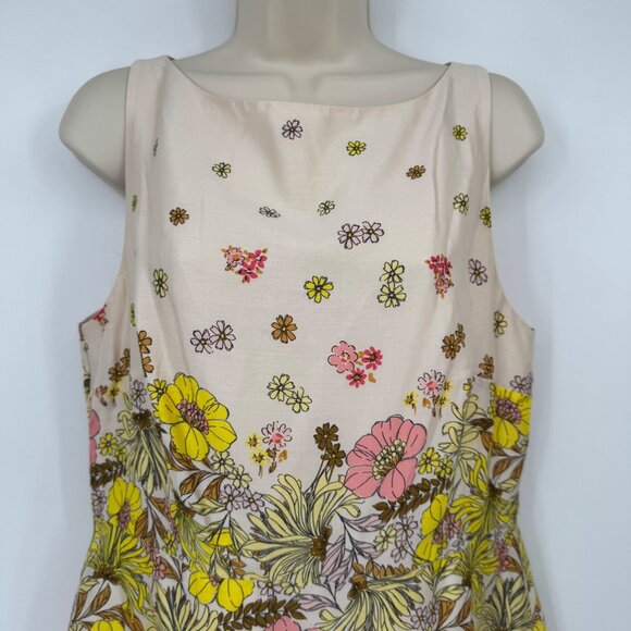 Loft Outlet Spring Dress sleeveless fit and flare Cream Floral woman’s size 10 - Picture 4 of 12